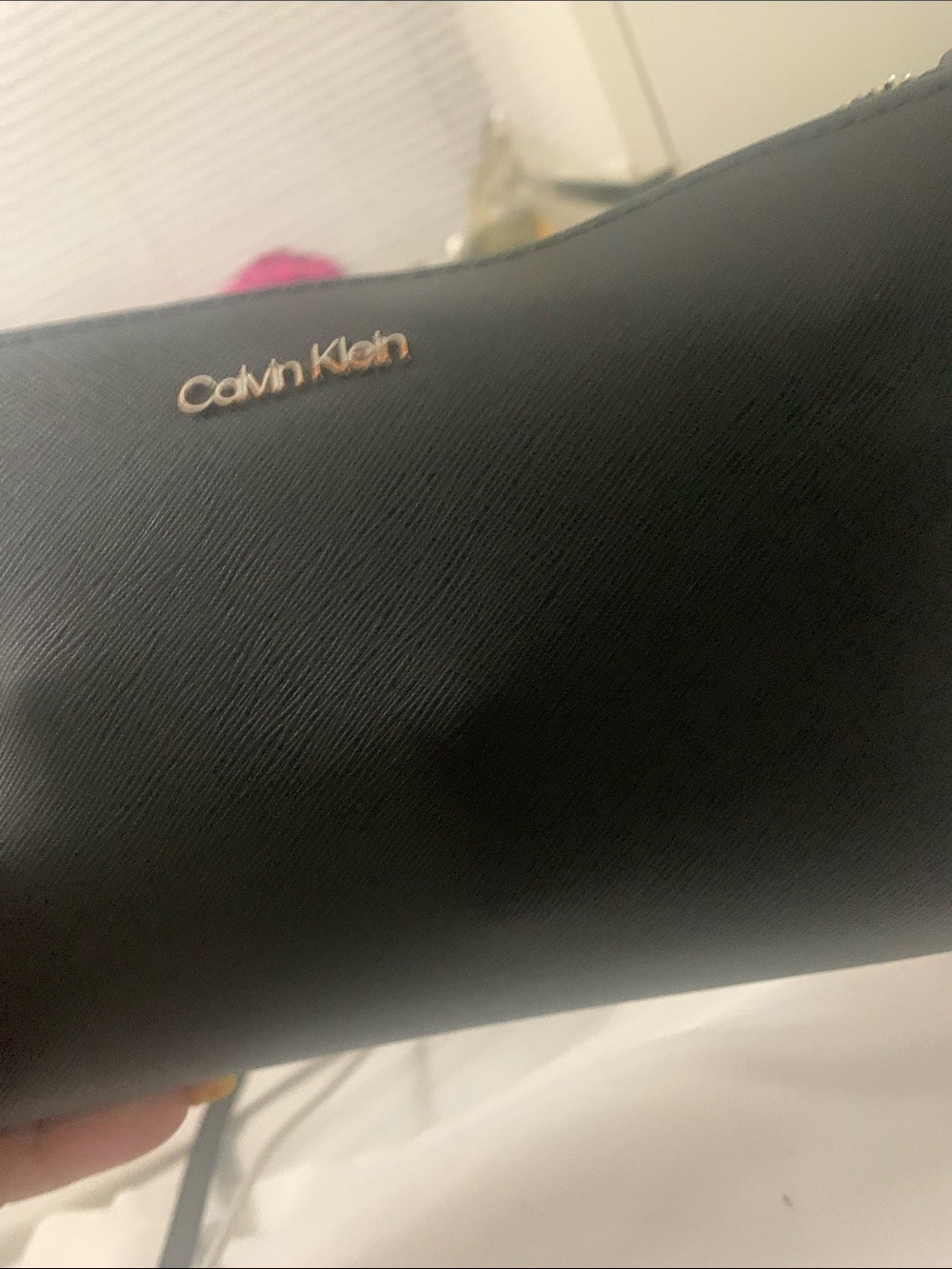 Calvin Klein Black Men's Toiletry Pouch with Gold Logo